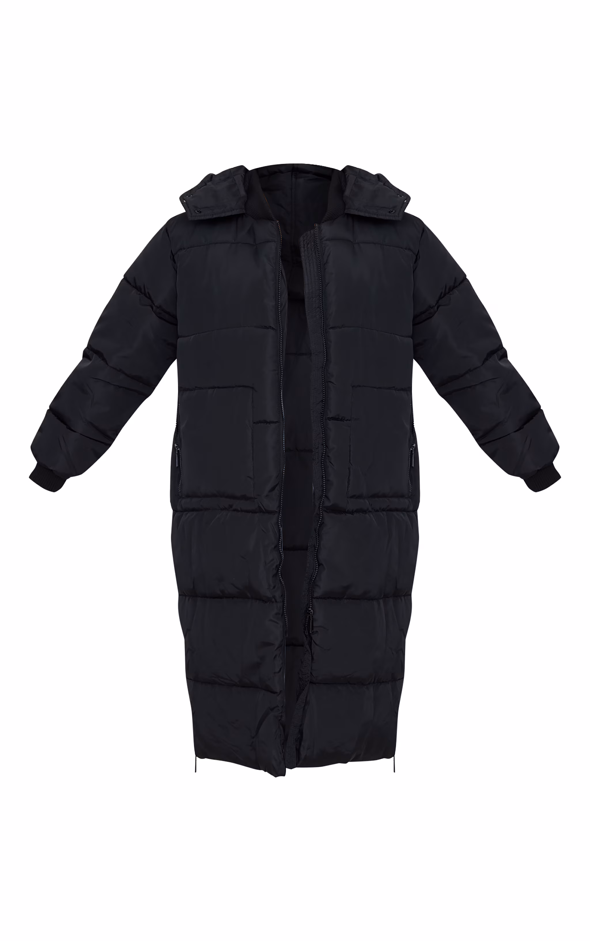 Petite Black Longline Puffer Coat