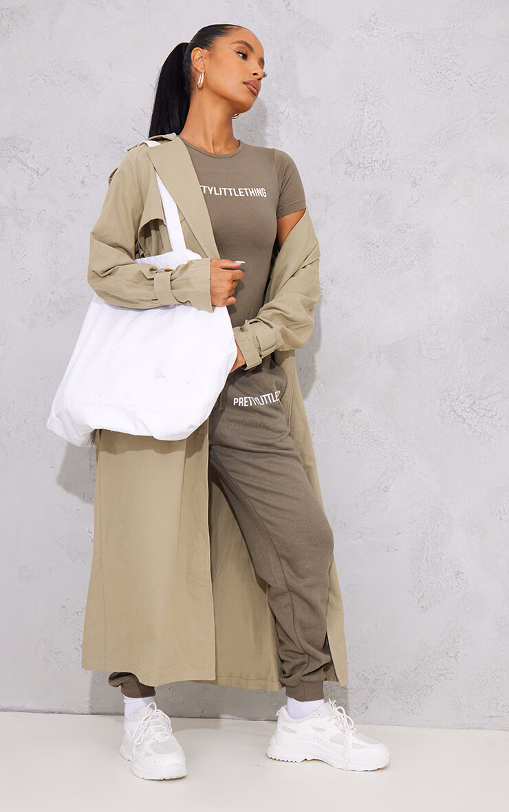 PRETTYLITTLETHING Sage Khaki Prettylittlething High Waist Cuffed Sweatpant