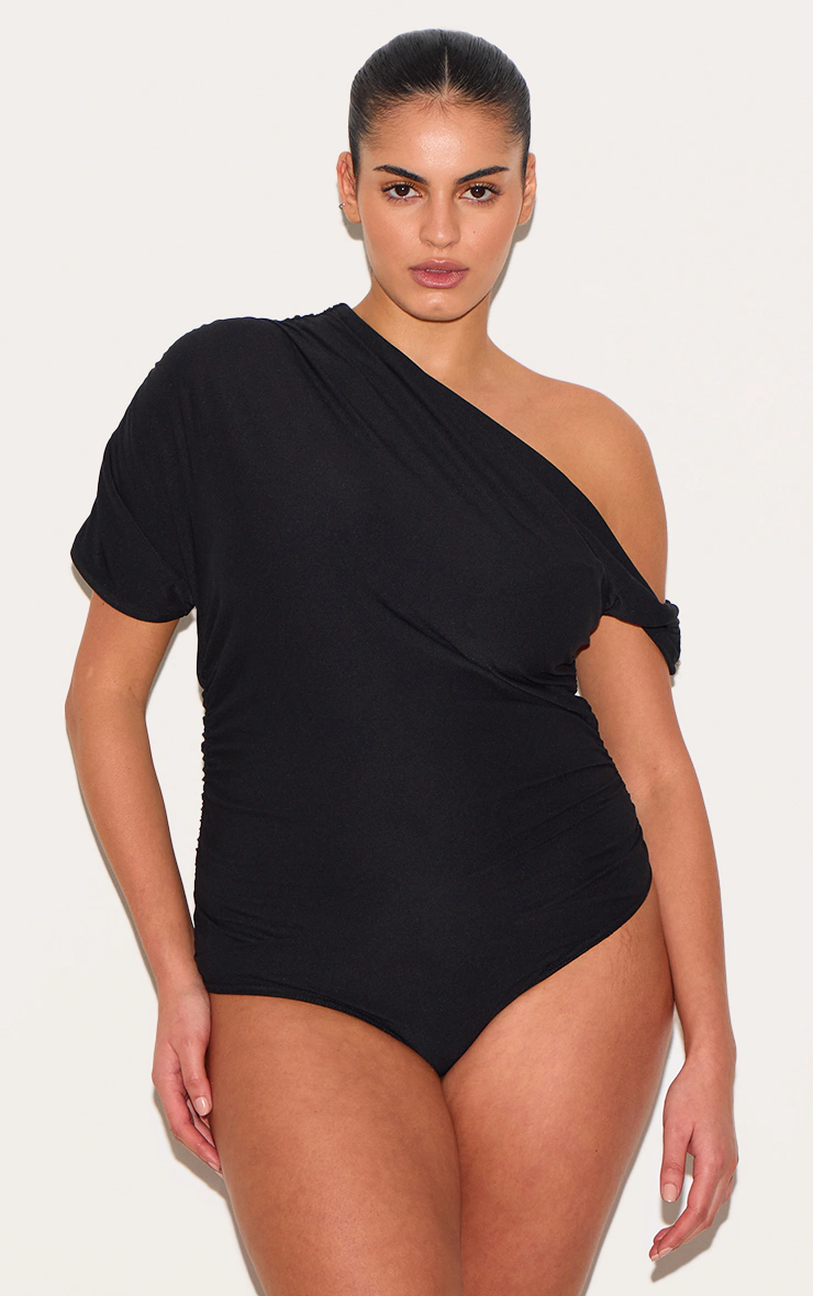 Plus Black Soft Touch Twist Detail Bodysuit