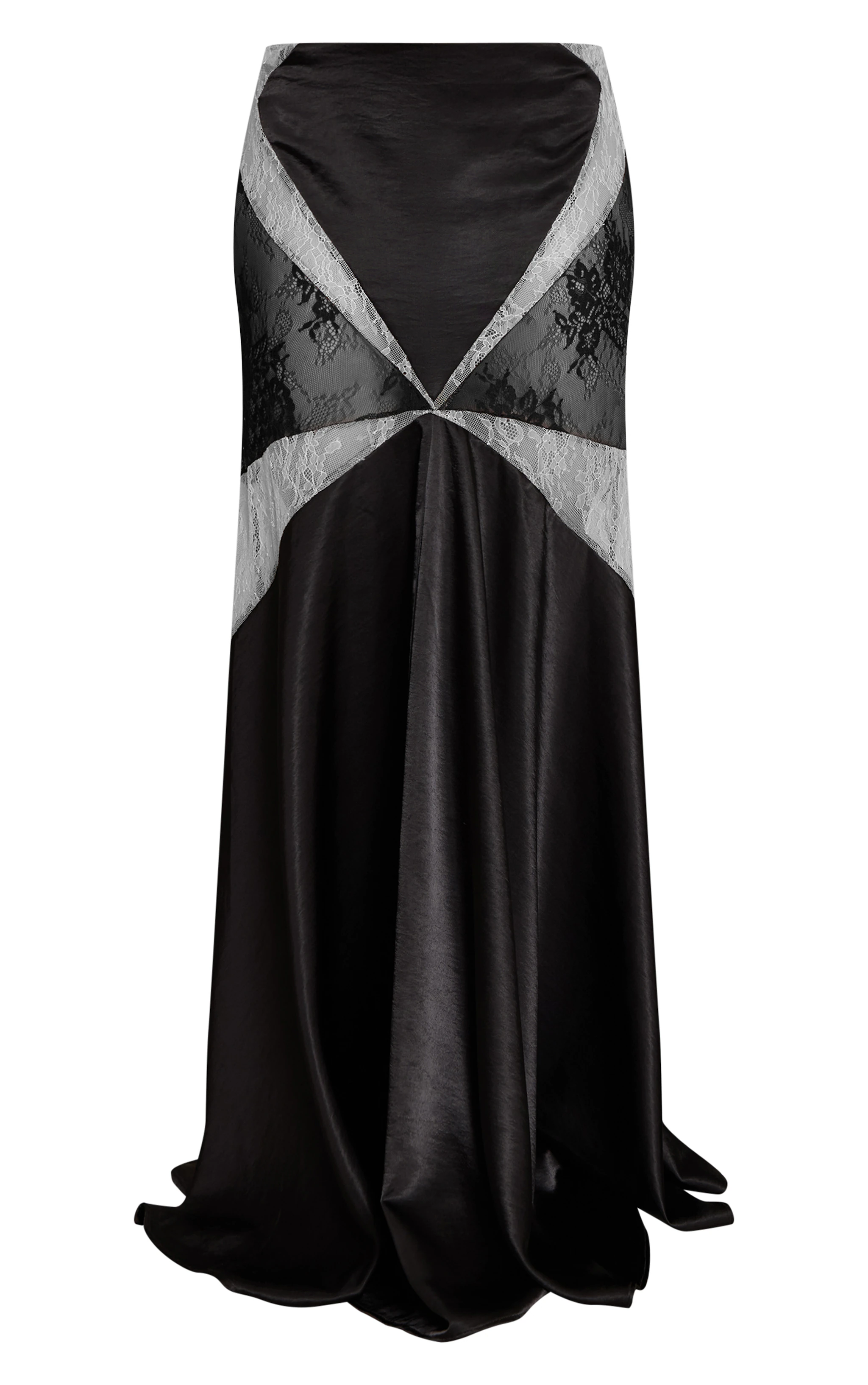 Monochrome Lace Panelled Maxi Skirt