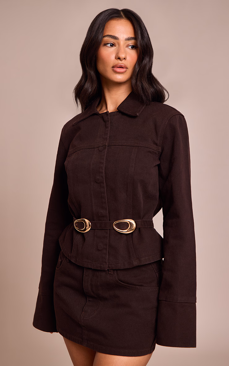 Petite Dark Chocolate Denim Mini Skirt