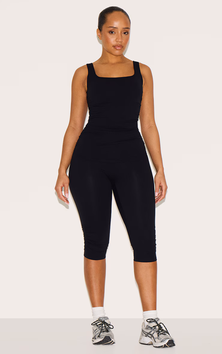 Shape Black Active Ruched Side High Waisted Capri Pants