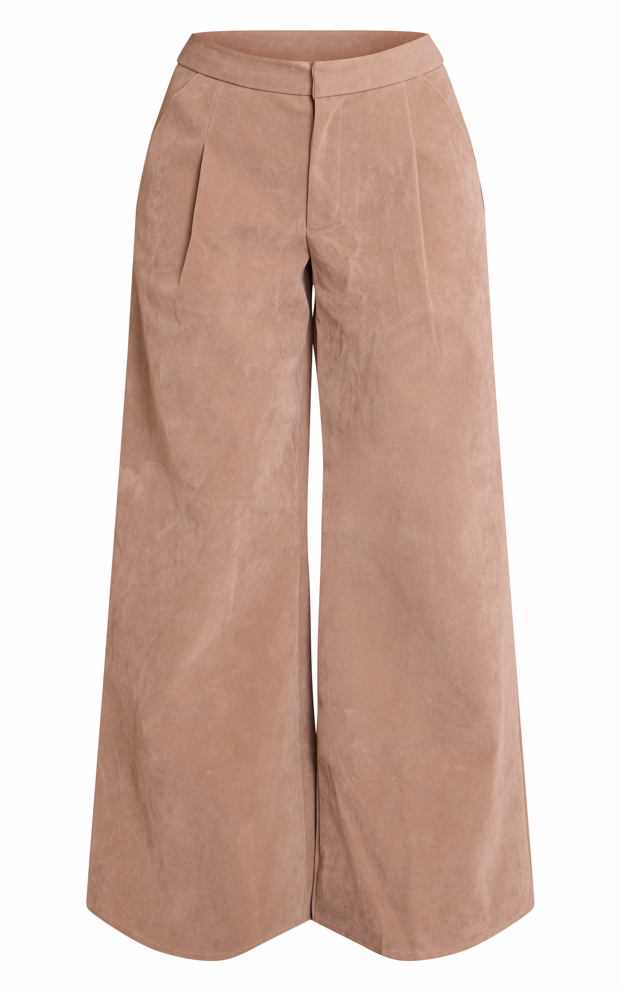 Sand Faux Suede Wide Leg Pants