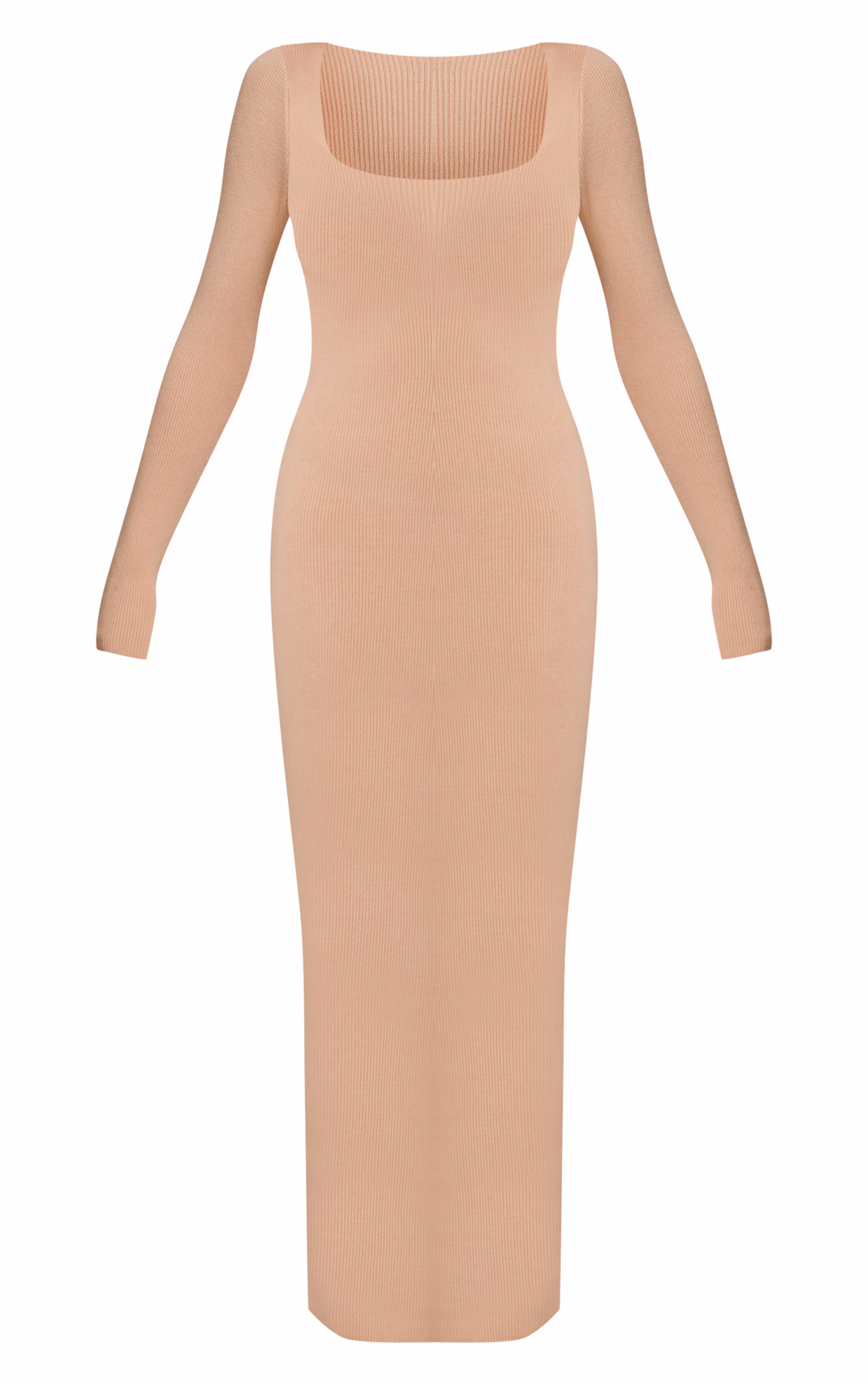 Oatmeal Square Neck Knitted Maxi Dress