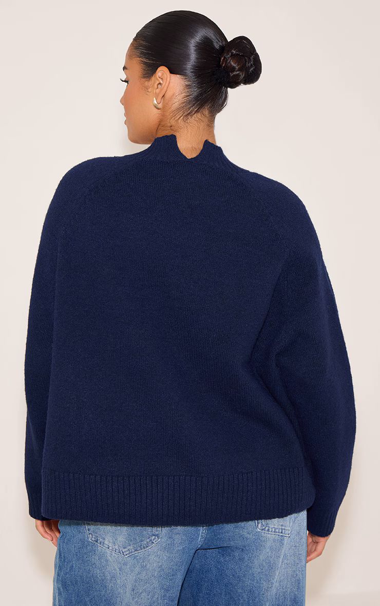 Plus Navy Turtleneck Knit Sweater