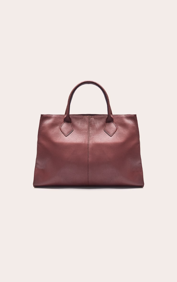 Burgundy Faux Leather Oversized Handbag