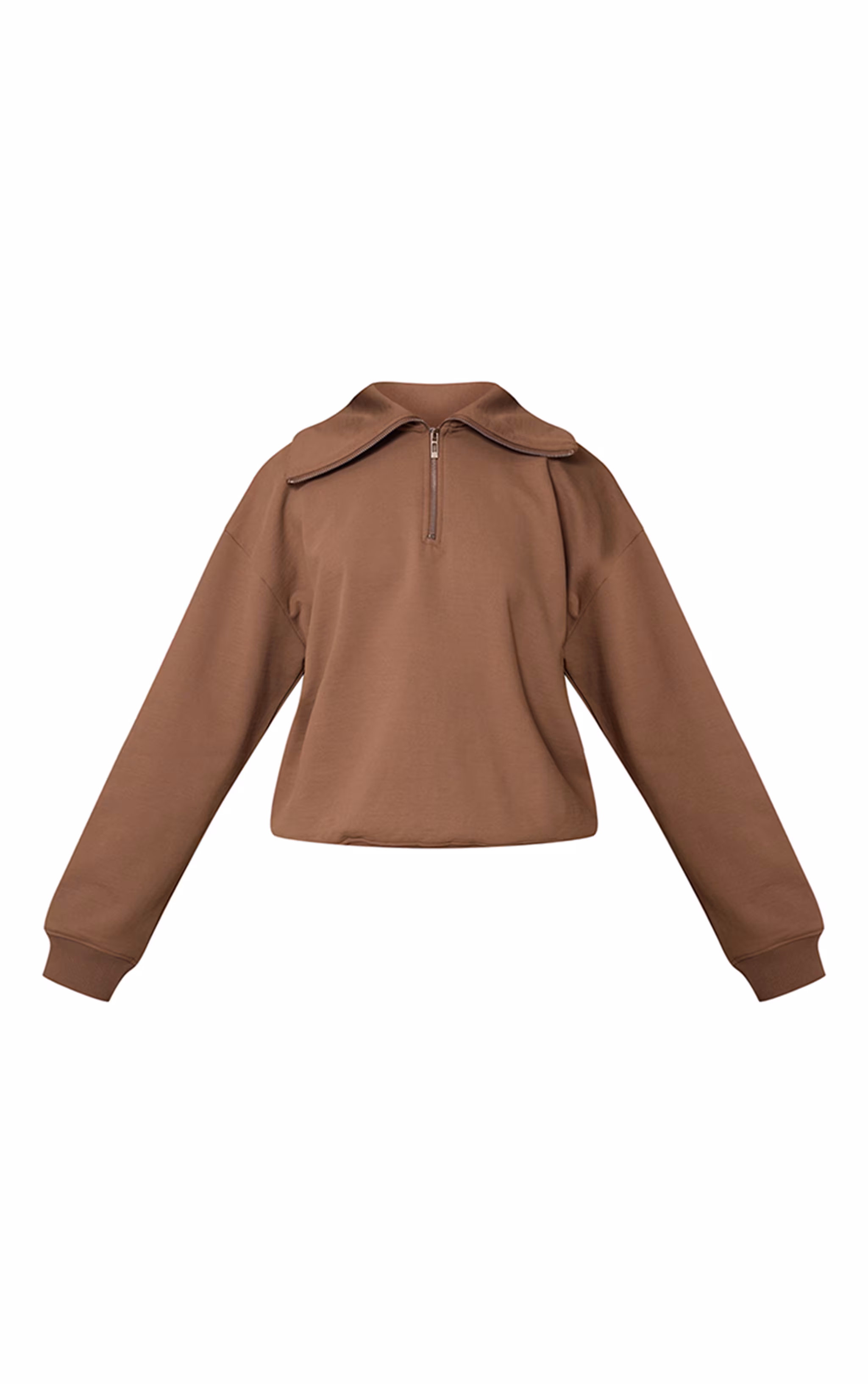 Mocha Premium Loopback Quarter Zip Foldover Sweatshirt