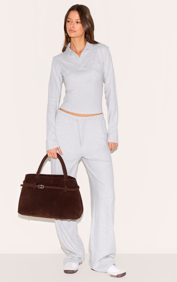 Light Grey Low Rise Super Soft Straight Leg Pants