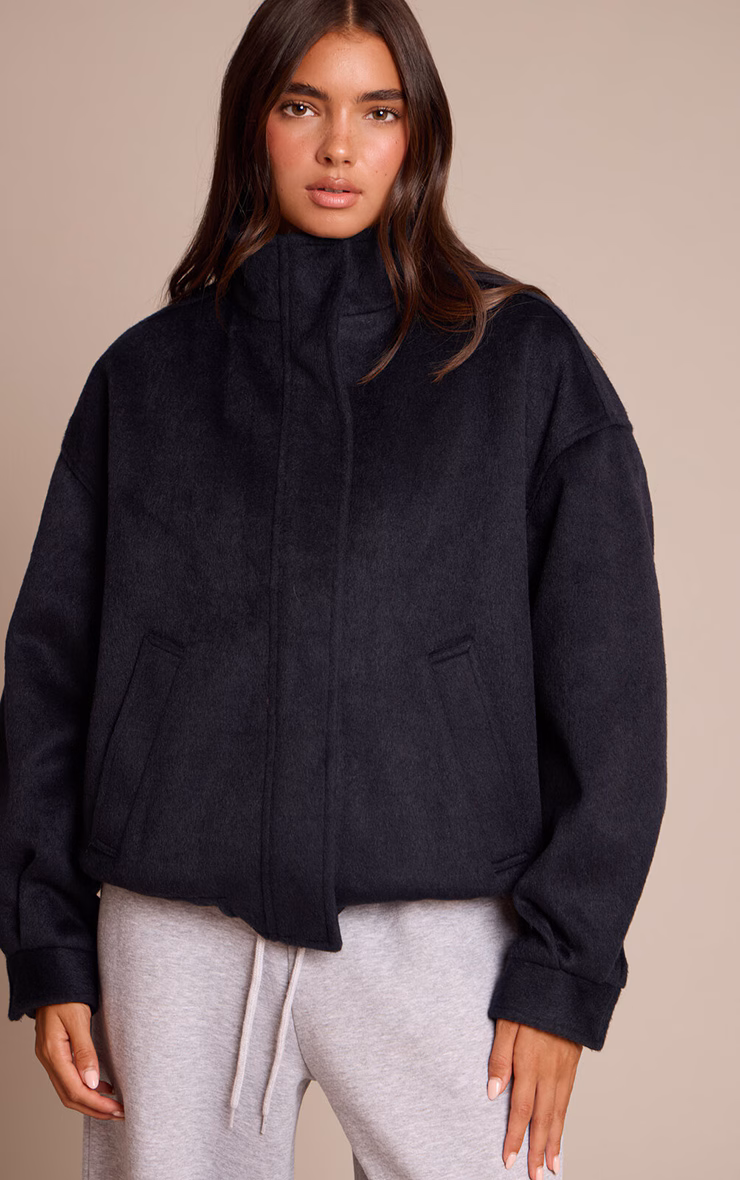 Navy Funnel Neck Bomber Jacket