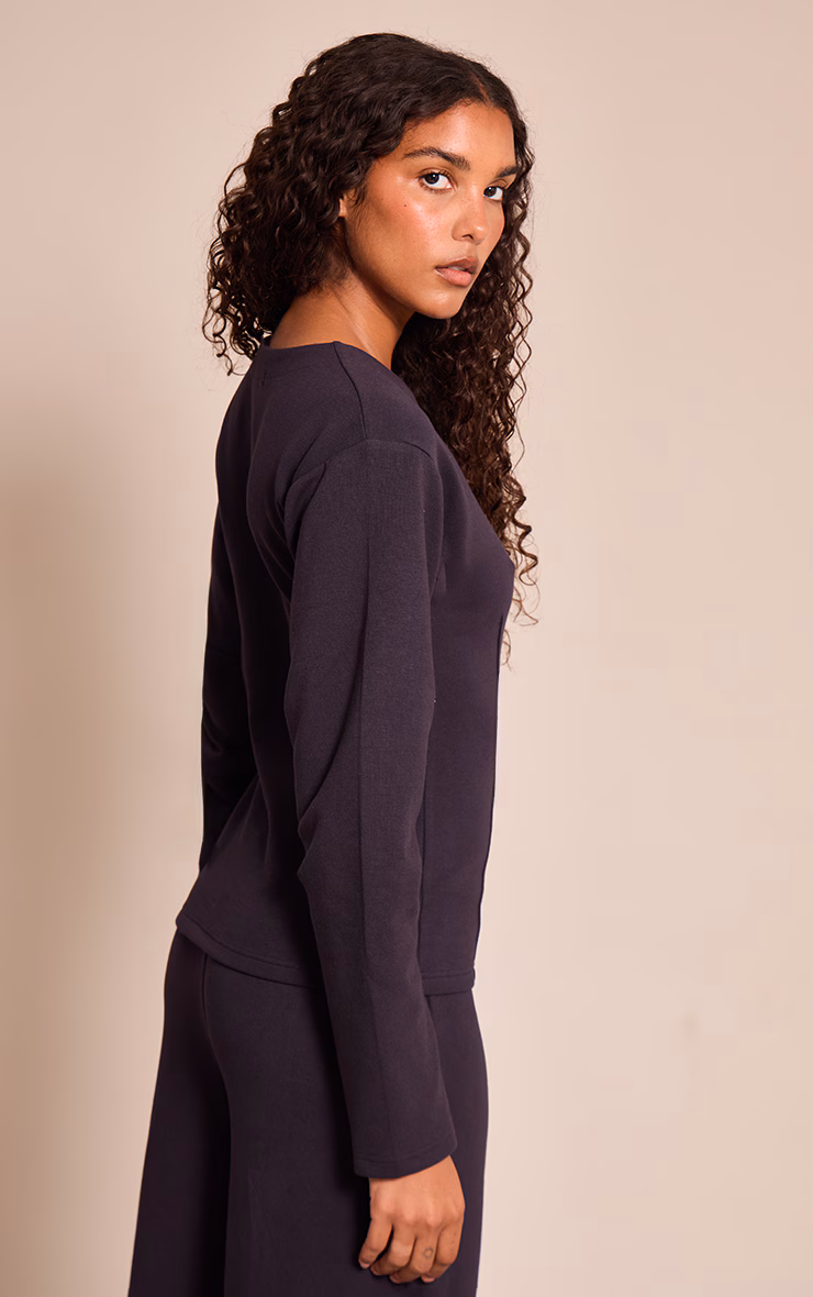 Navy Interlock Cinch Waist Sweatshirt