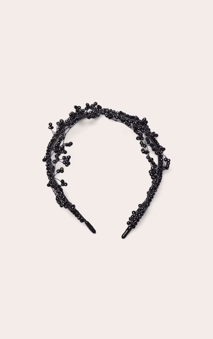 Black Beaded Tiara Headband