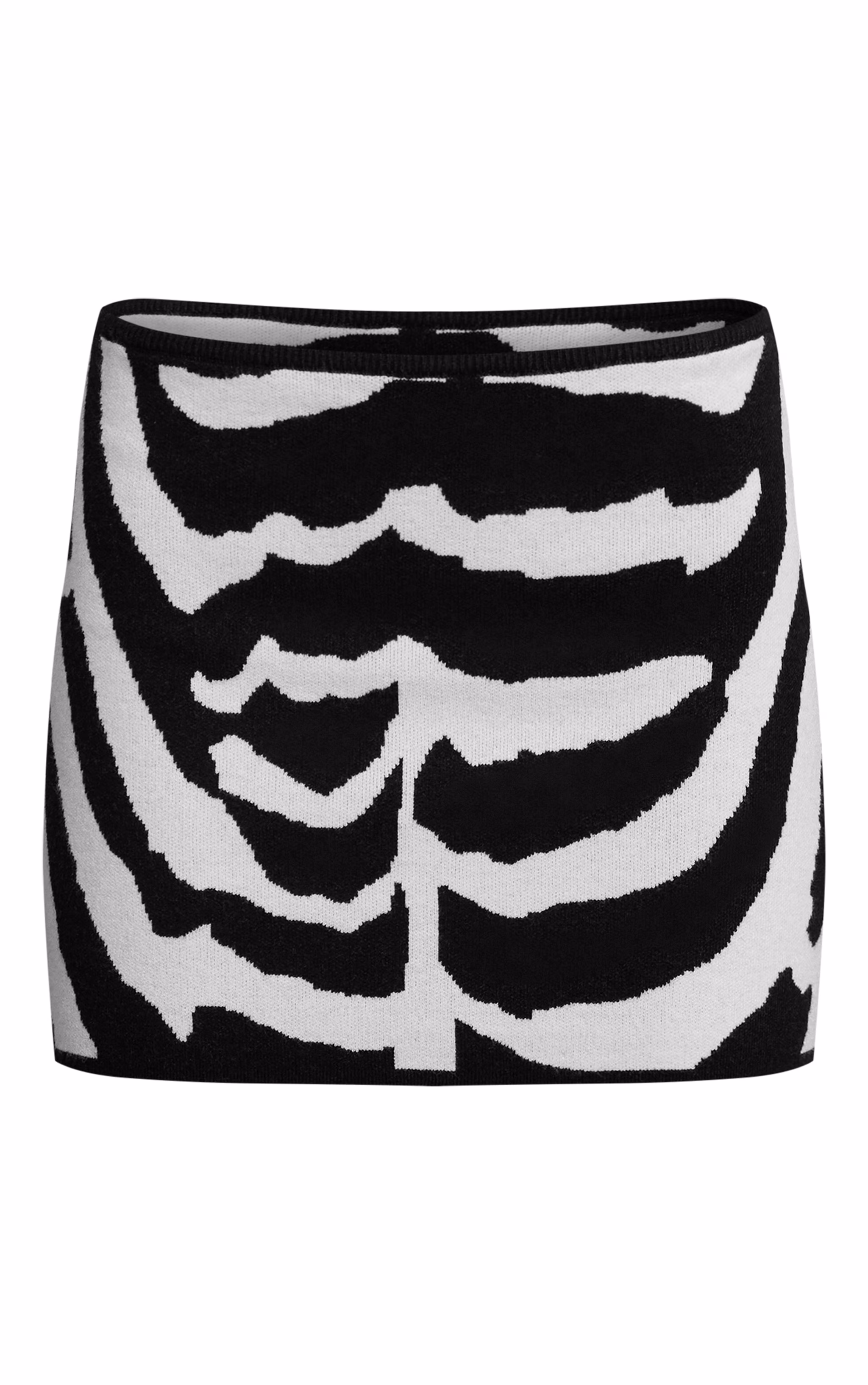 Mono Zebra Print Knitted Mini Skirt