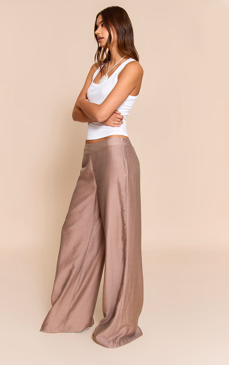 Mocha Floaty Woven Tailored Wide Leg Pants
