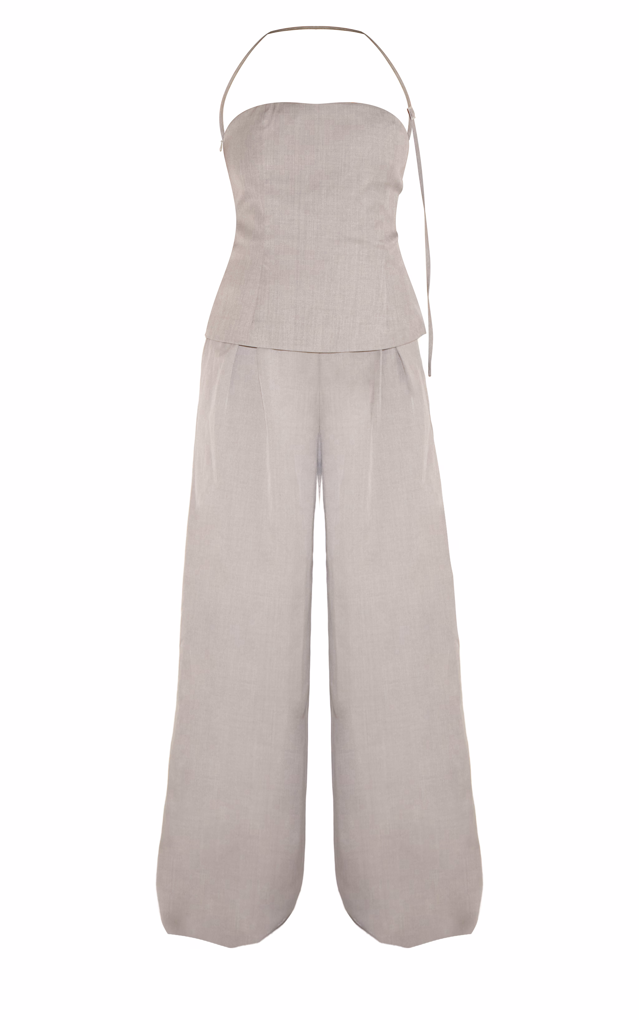 Mocha Woven Tailored Halterneck Jumpsuit