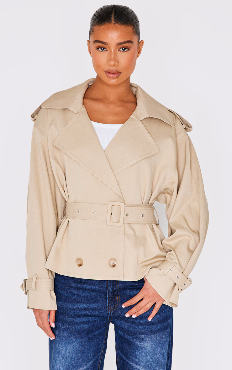 Beige Classic Grazer Length Trench Coat