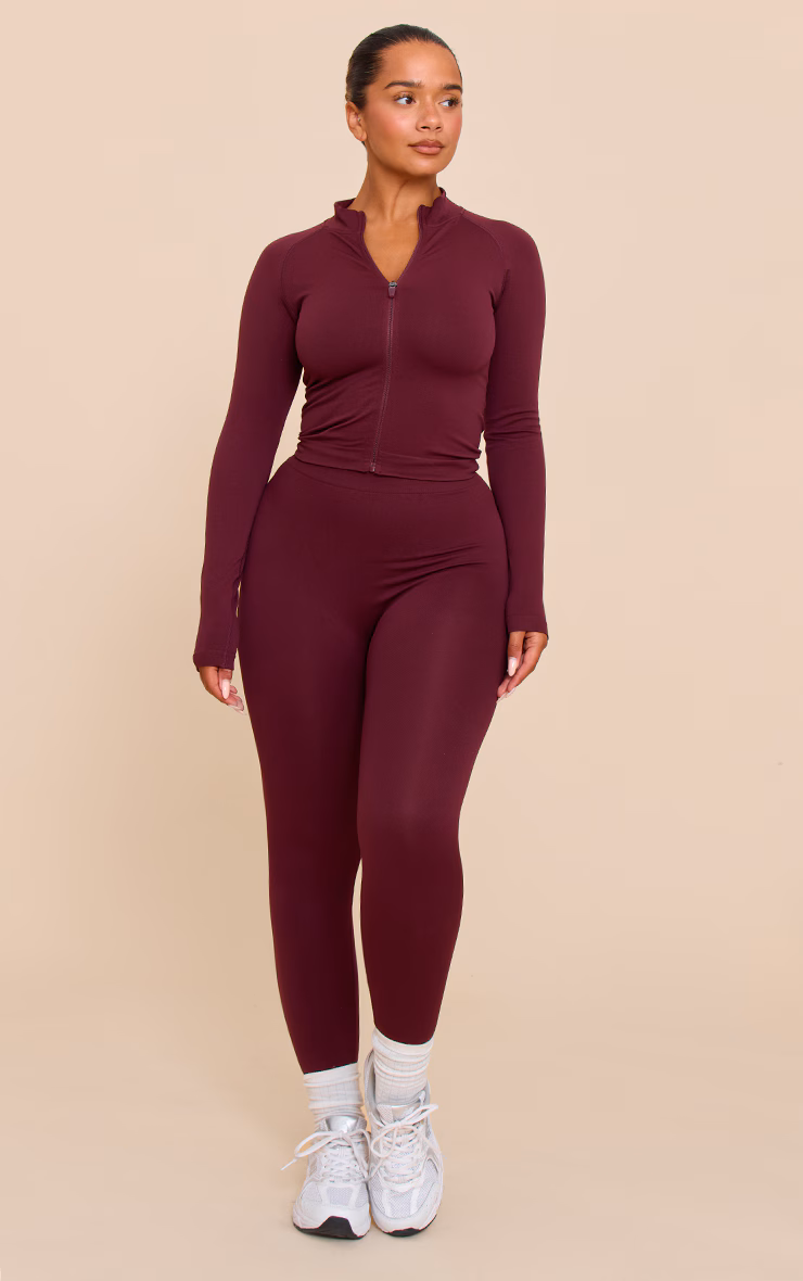 SHAPE WINE SEAMLESS ACTIVE RUCHED BUM HIGH WAISTED LEGGINGS