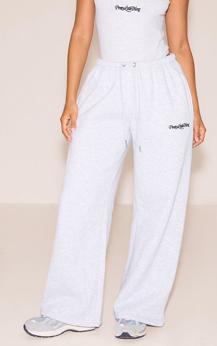 Petite Ash Grey Prettylittlething Wide Leg Sweatpants