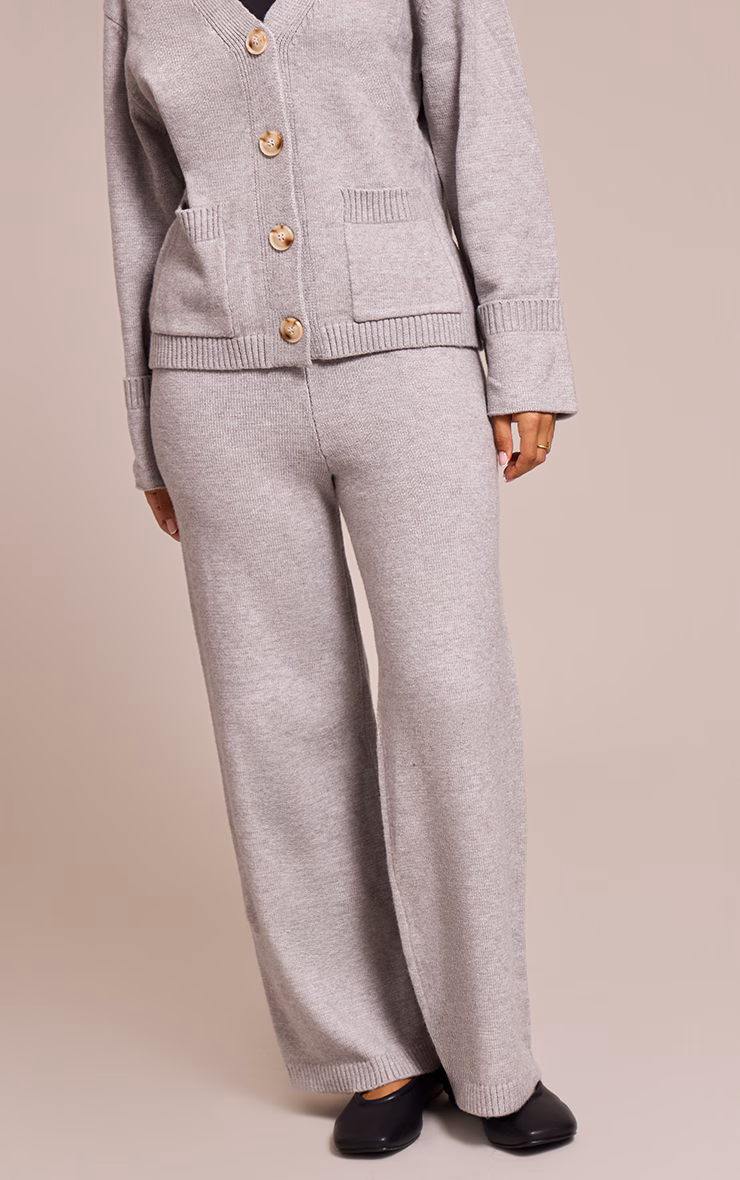 Petite Ash Grey Wide leg Knit Pant