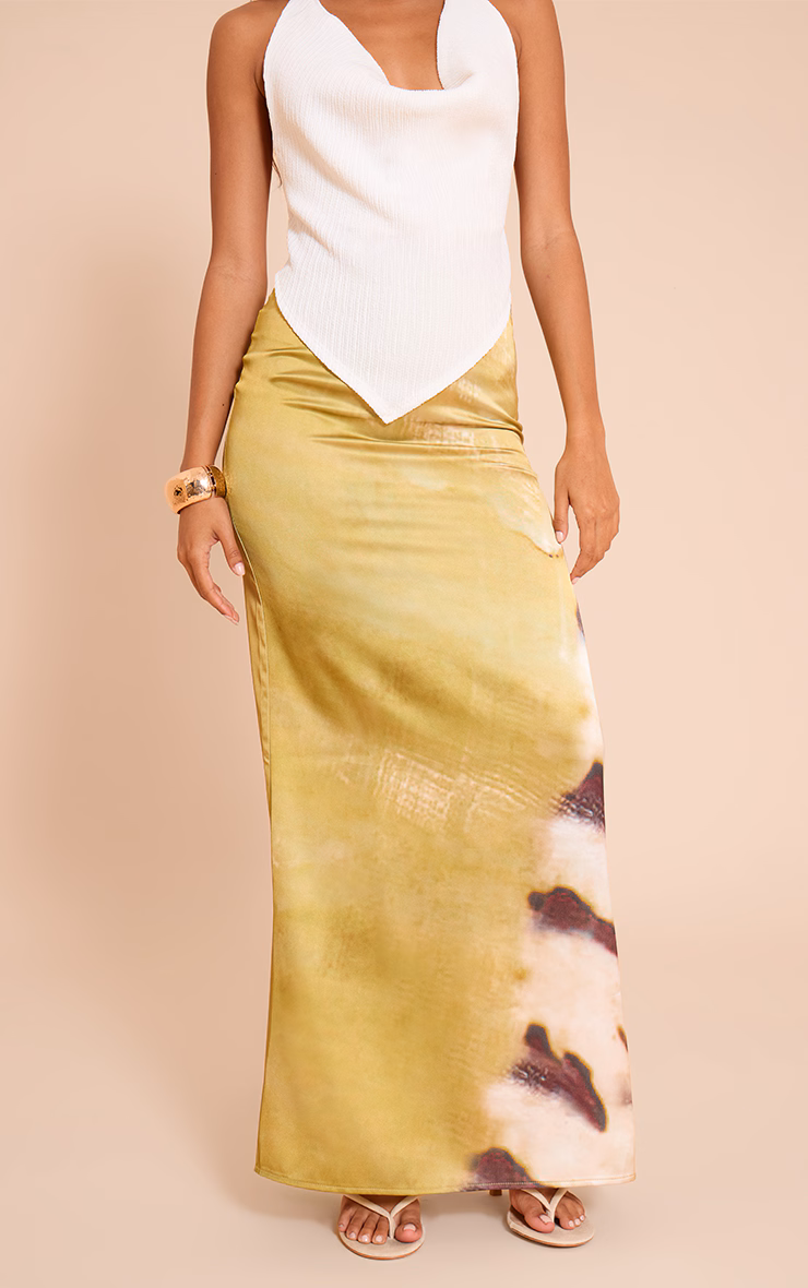 Lime Shell Print Floaty Maxi Skirt