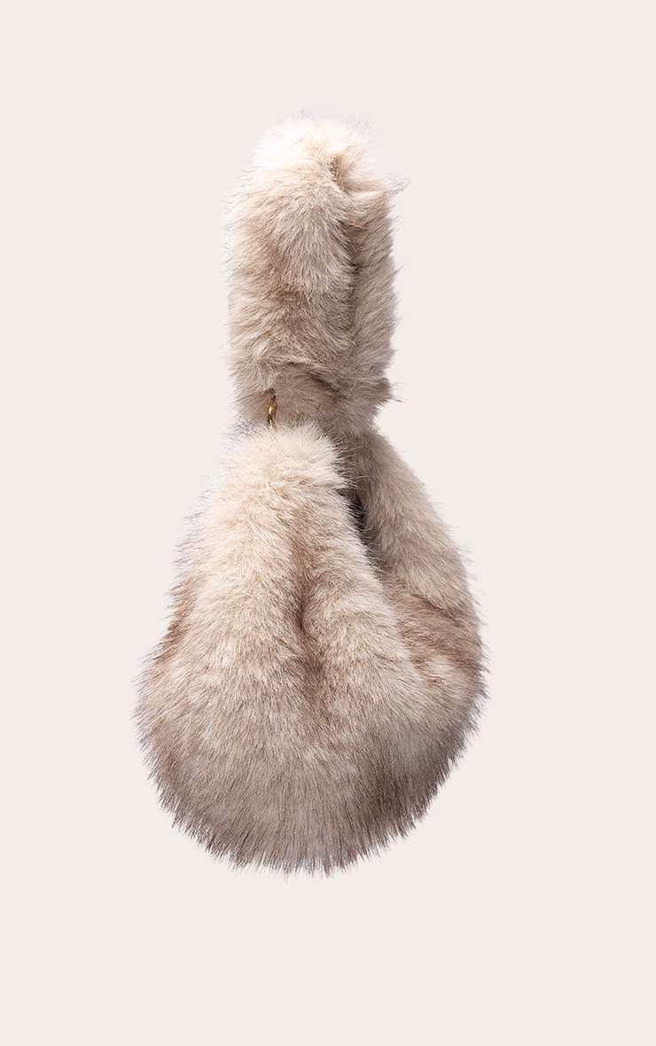 Mink Faux Fur Zipped Shoulder Bag