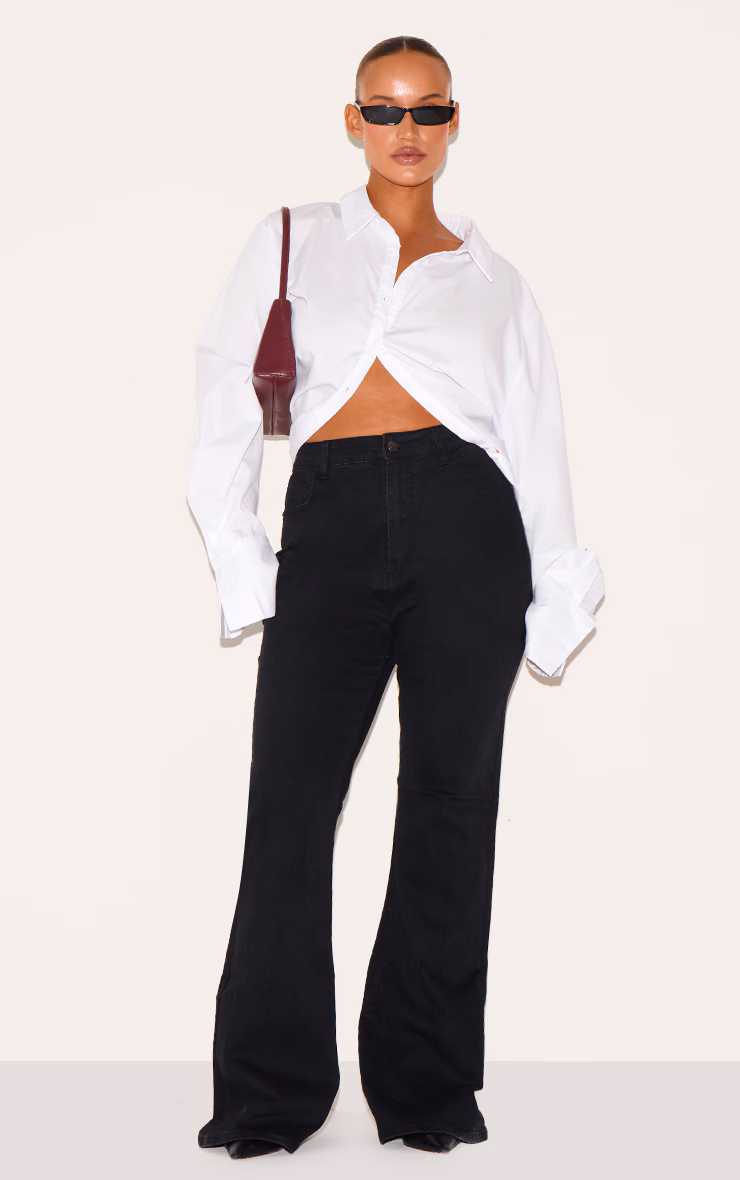 Plus Black Flare Denim Jeans