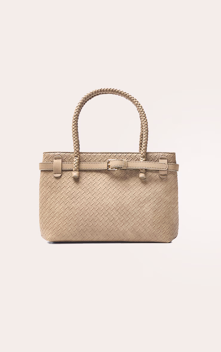 Olive Faux Suede Woven Belted Hand Bag