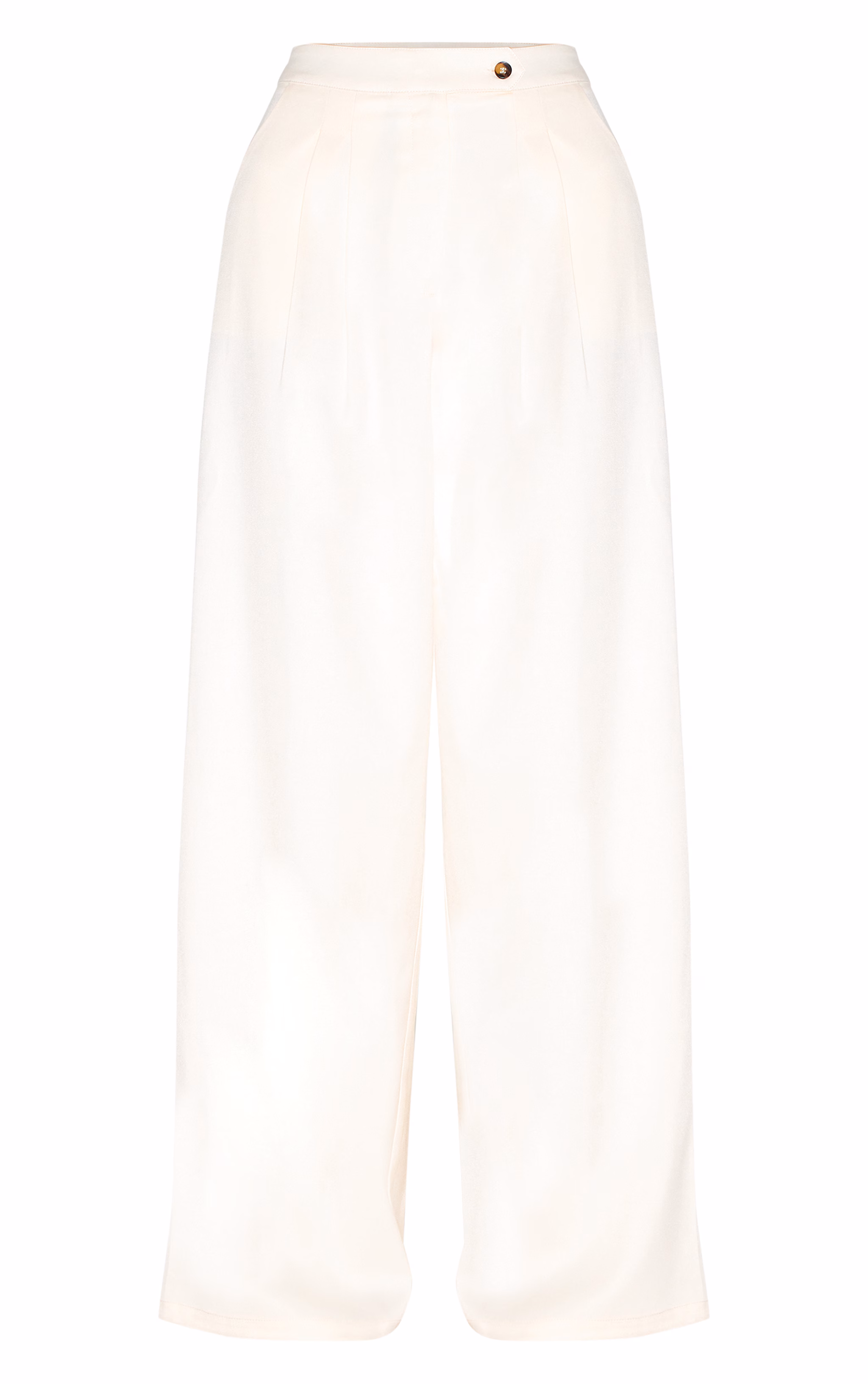 Cream Tailored Woven Pleated Wide Leg Pants