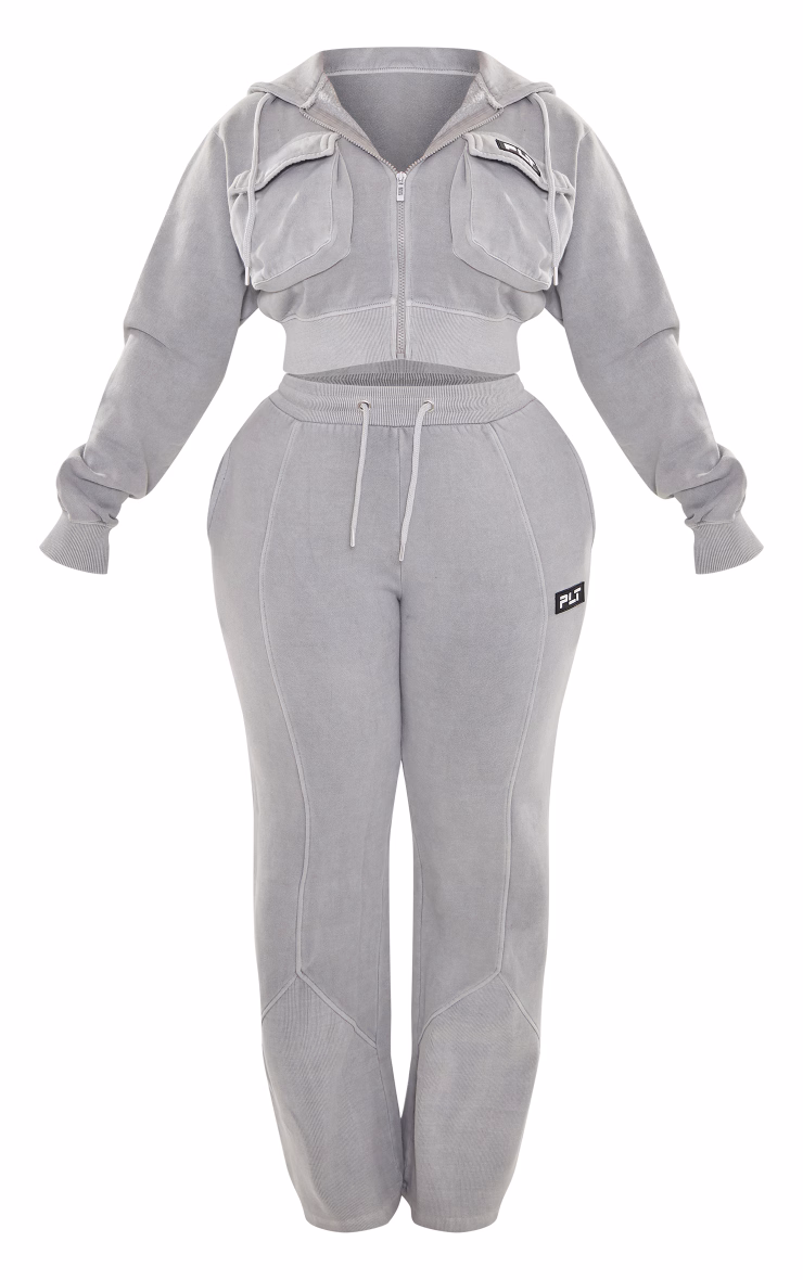 PRETTYLITTLETHING Shape Grey Marl Washed Wide Leg Sweatpants