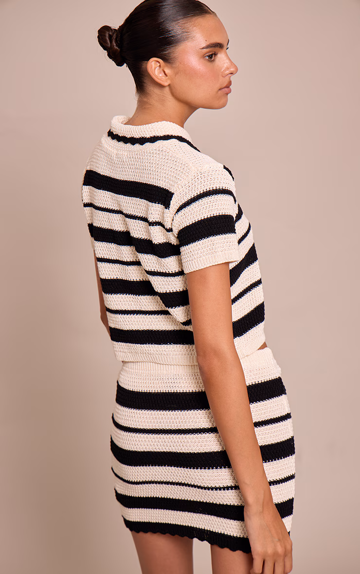 Mono Striped Crochet Mini Skirt