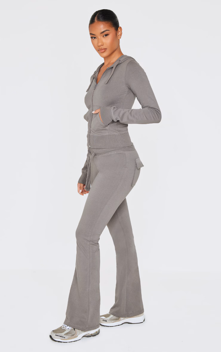 Charcoal Low Rise Skinny Flare Pants