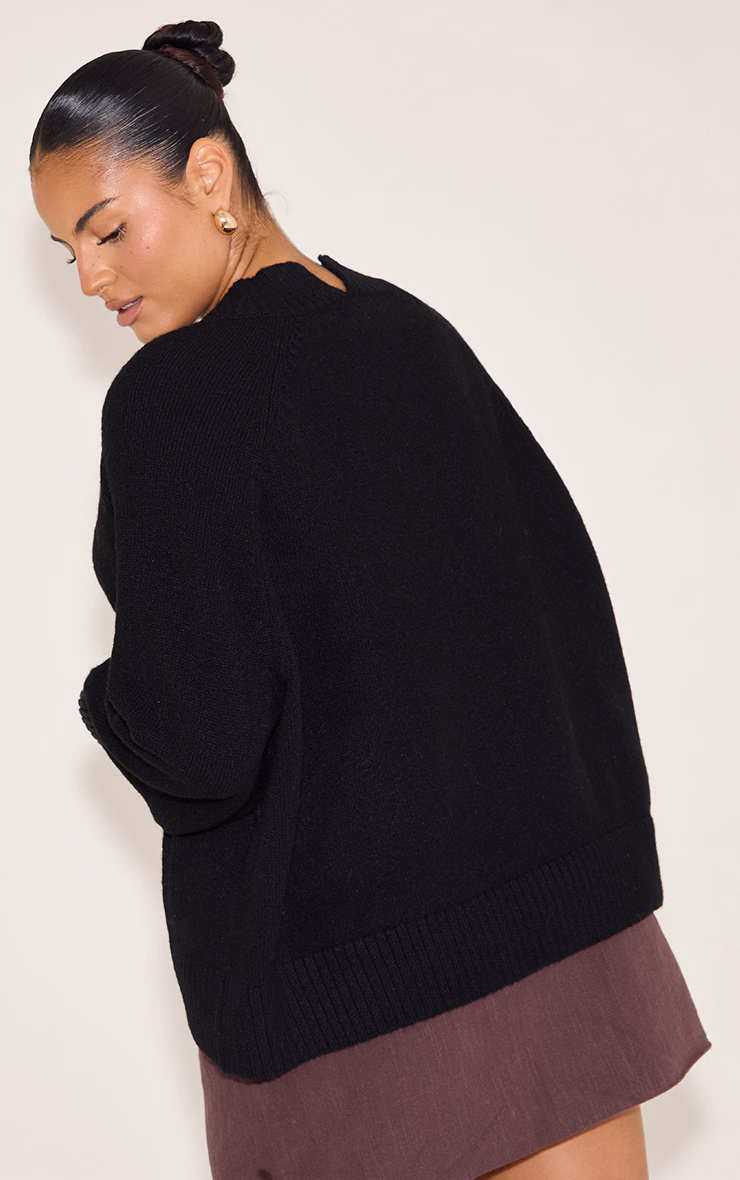 Plus Black Turtleneck Knit Sweater