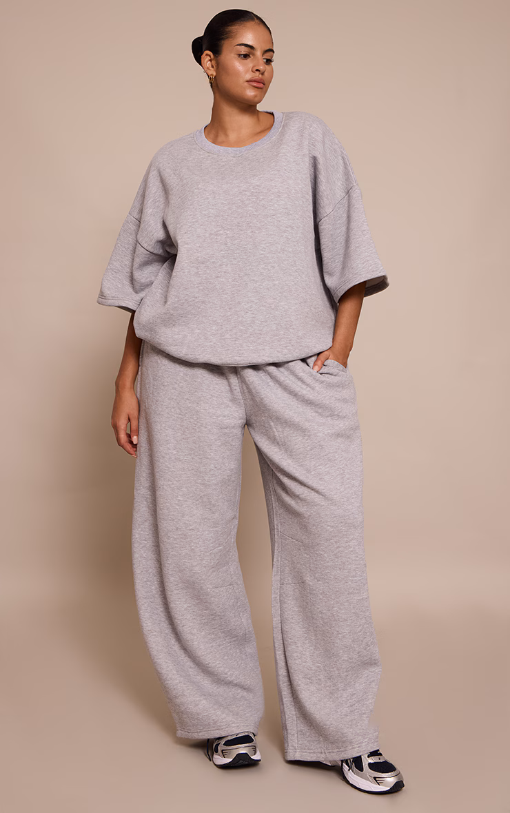 Plus Grey Marl Barrel Leg Sweatpants