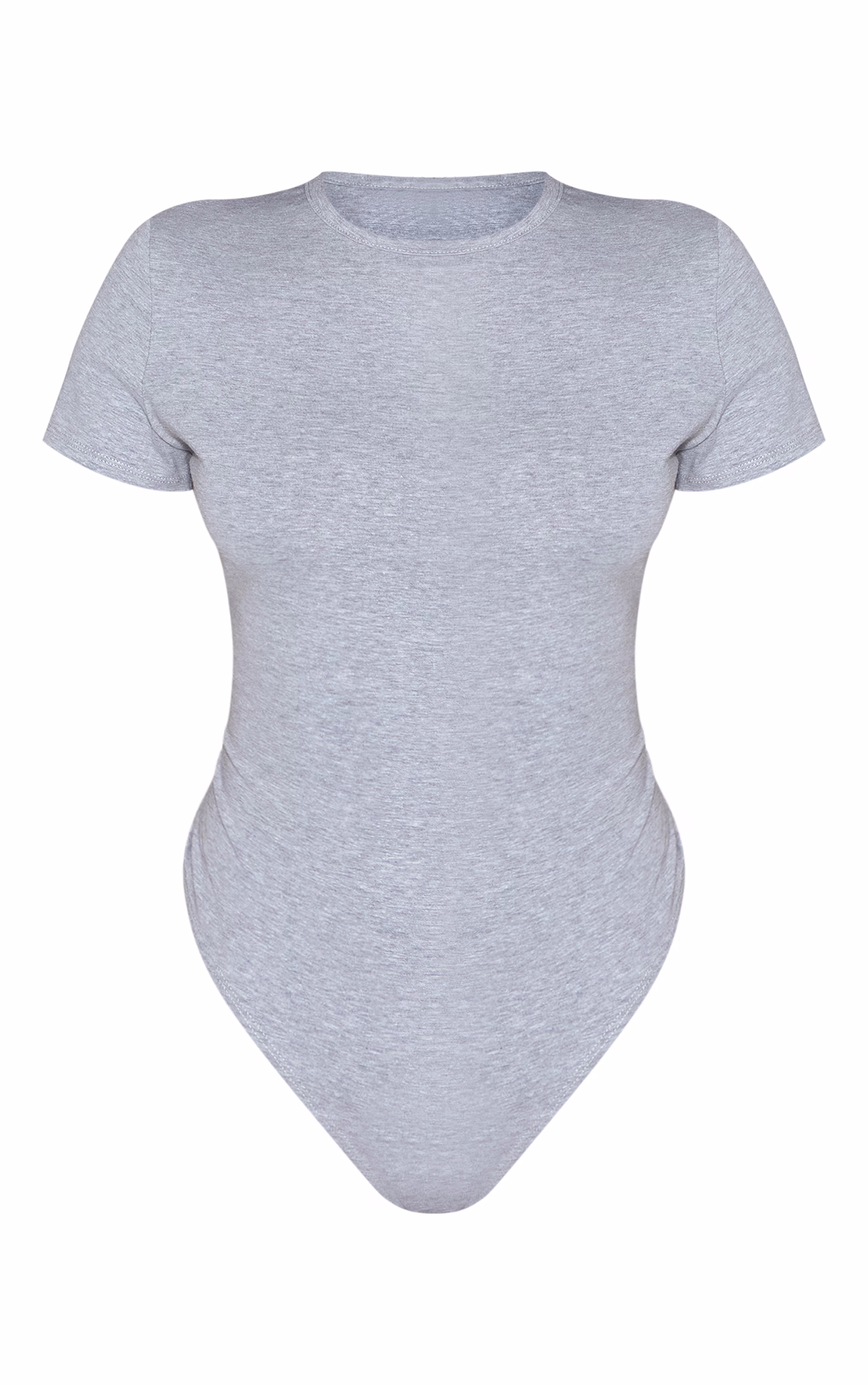 Petite Ash Grey Cotton Crew Neck Short Sleeve Bodysuit