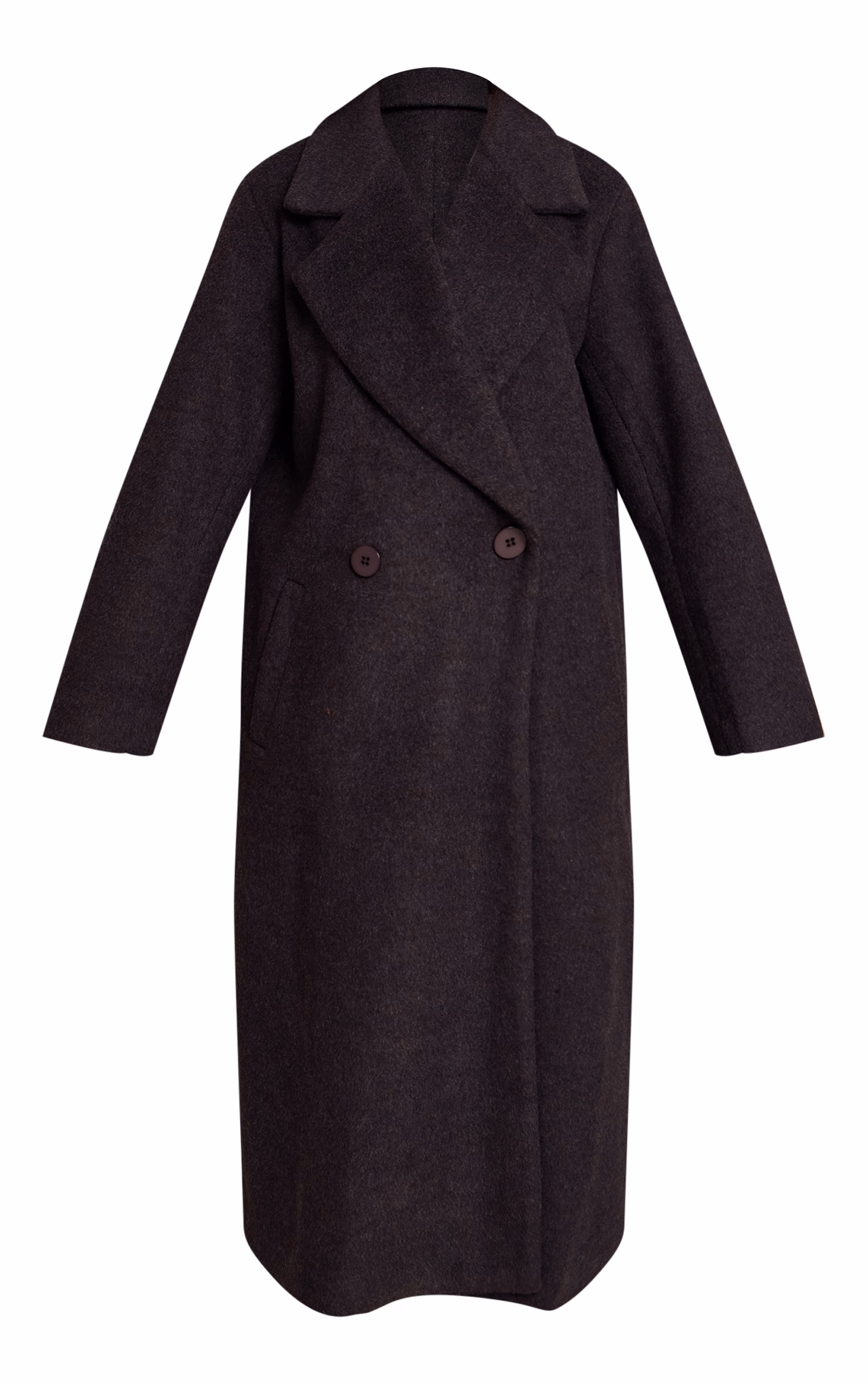 Petite Charcoal Brushed Wool Maxi Coat