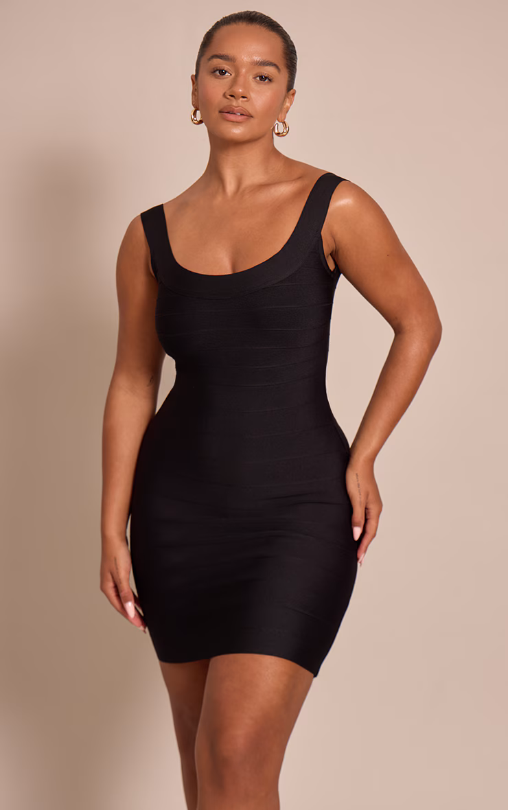 Shape Black Bandage Scoop Neck Mini Dress