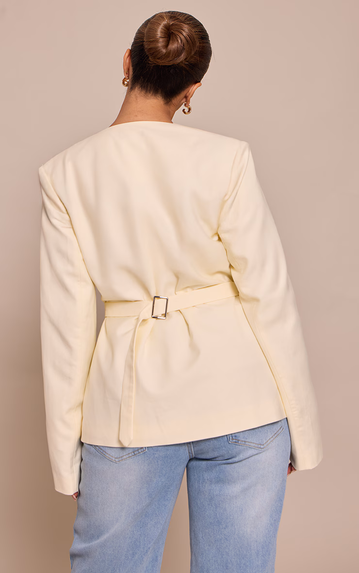 Shape Butter Cream Plunge Neck Cinched Blazer