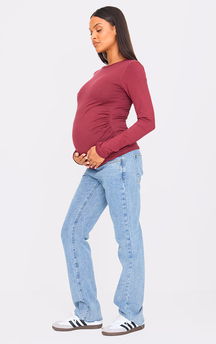 Maternity Light Blue Wash Long Leg Straight Jeans