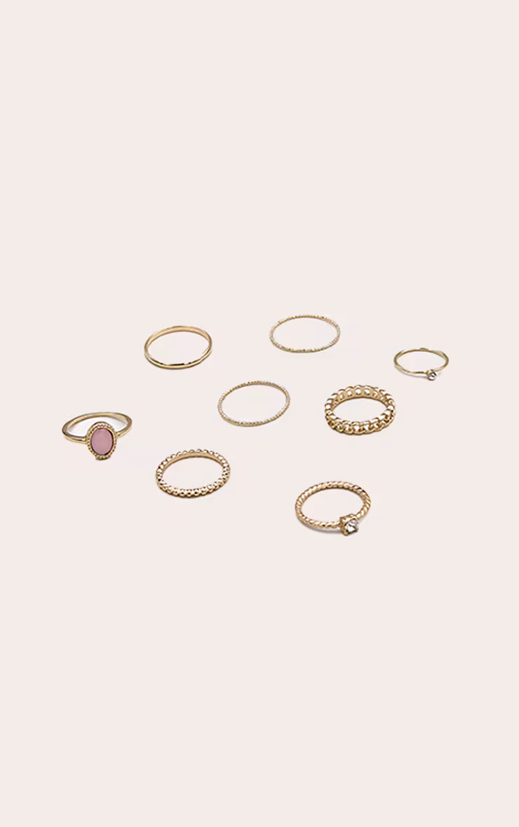 Gold Mixed Textured Ring 8 Pack