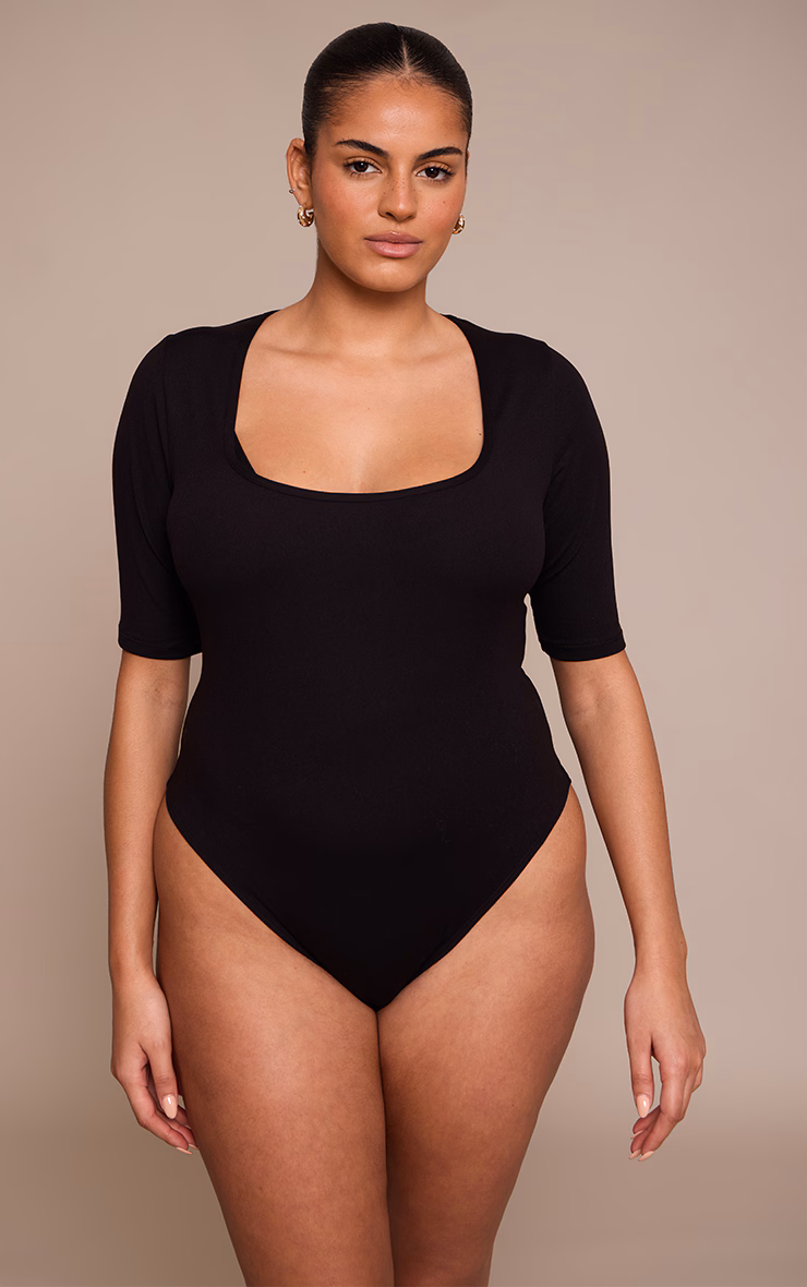 Plus Black Sculpt Scoop Neck  Bodysuit