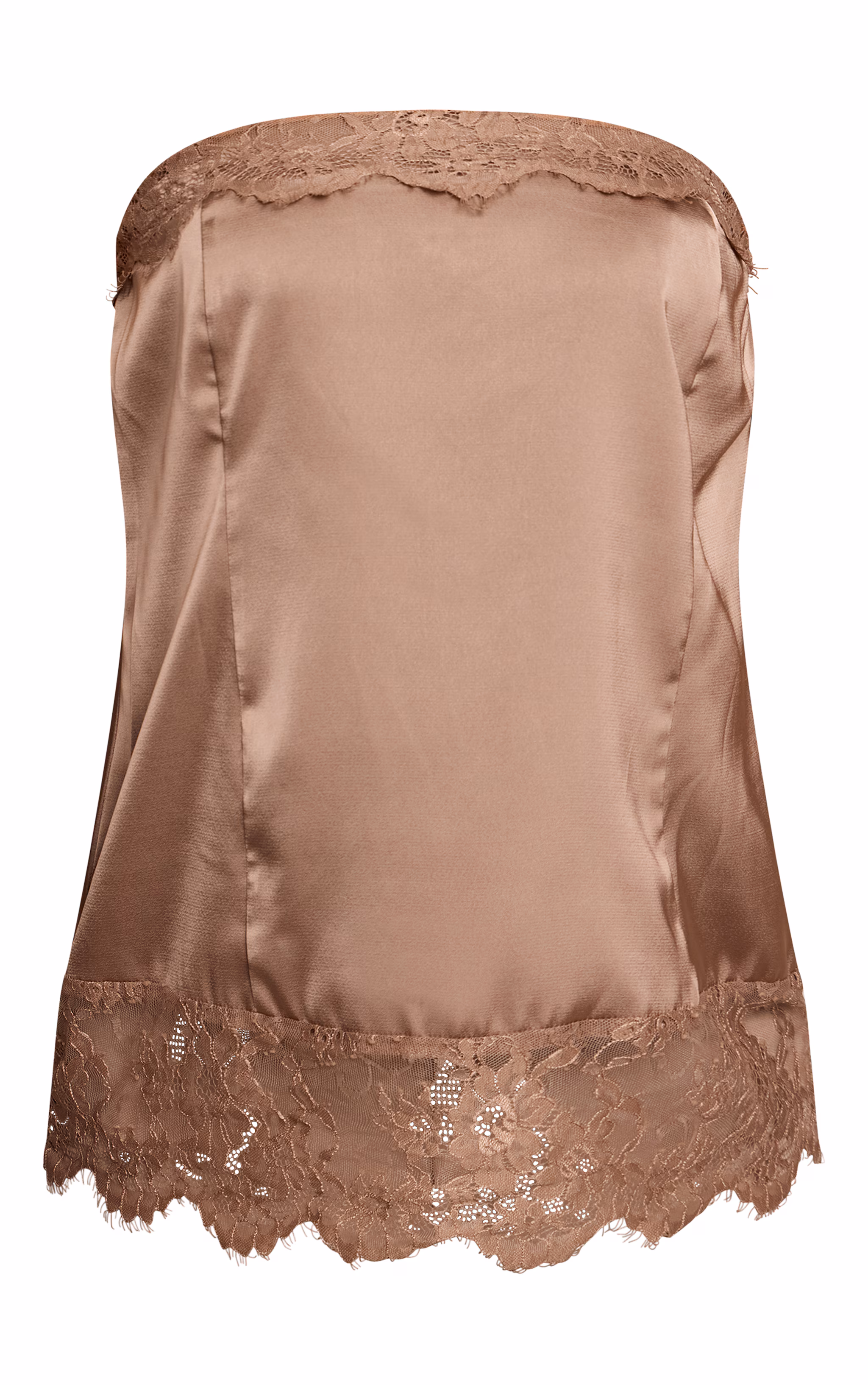 Mushroom Double Lace Trim Satin Bandeau