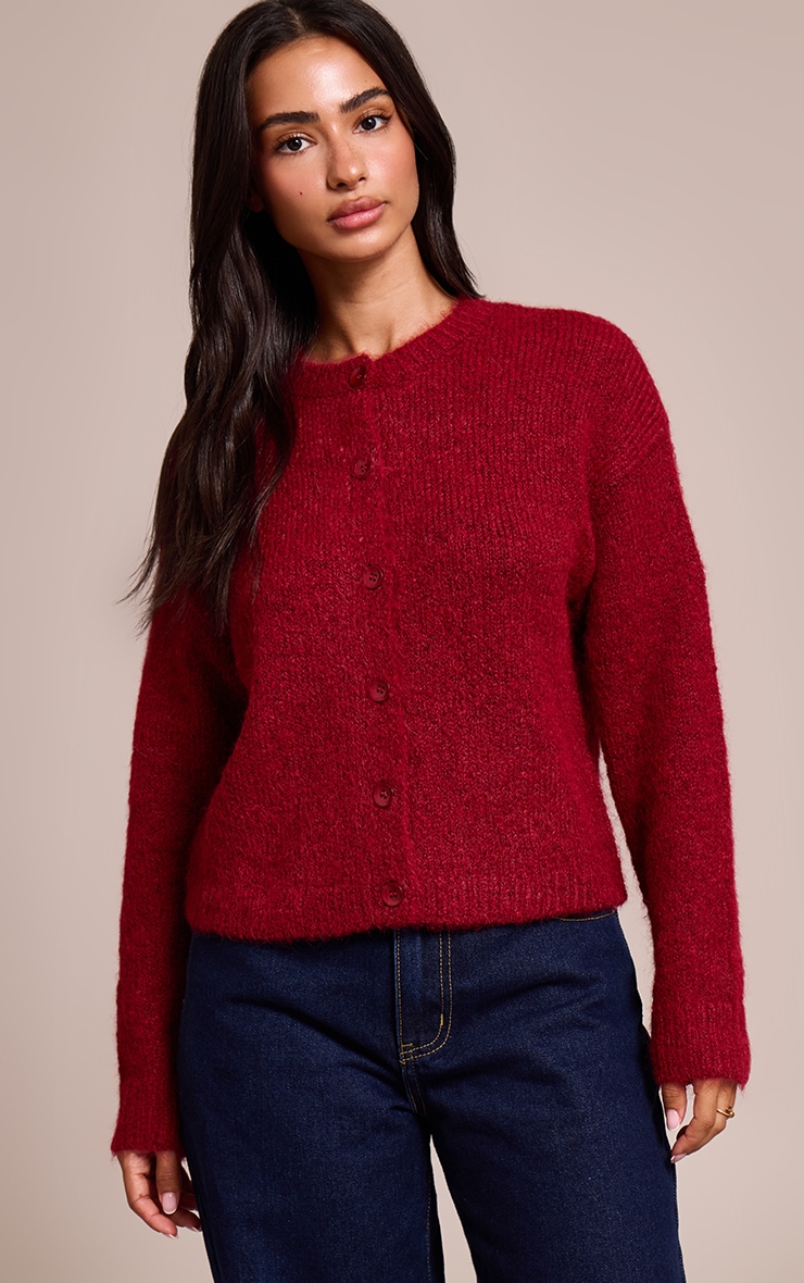 Petite Burgundy Knitted Cardigan