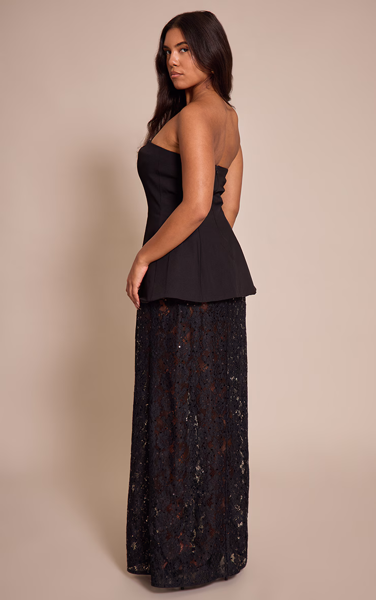 Shape Black Bandeau Lace Insert Maxi Dress