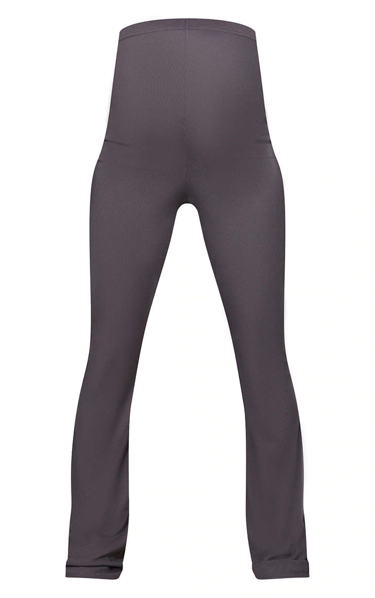 Maternity Slate Ribbed Flared Leggings