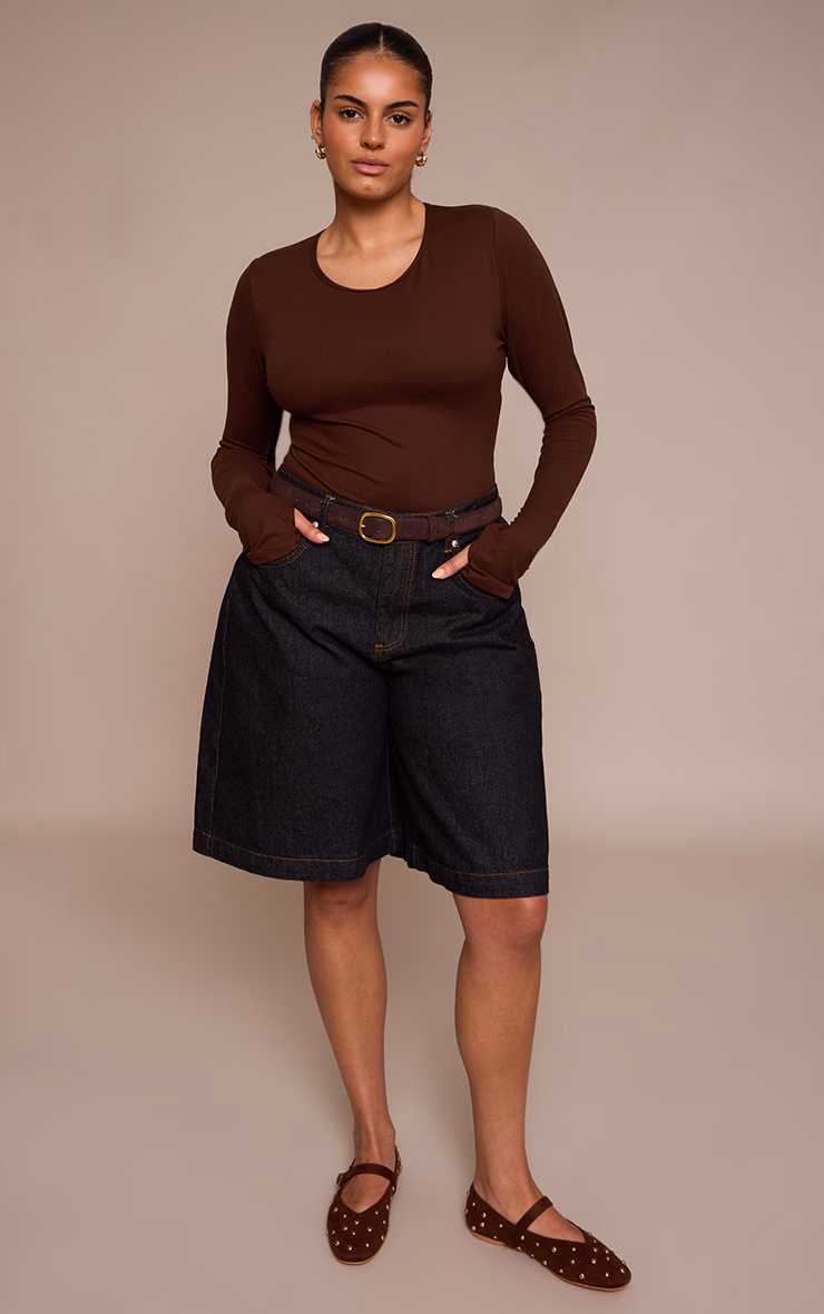 Plus Raw Indigo Wash Longline Denim Jorts