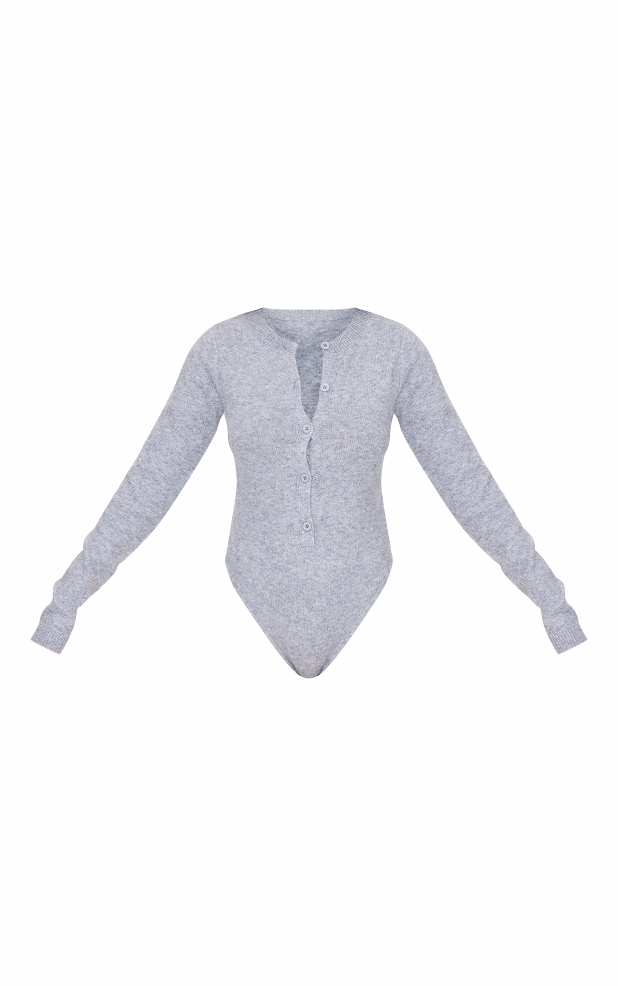 Tall Ash Grey Soft Knit Button Up Bodysuit
