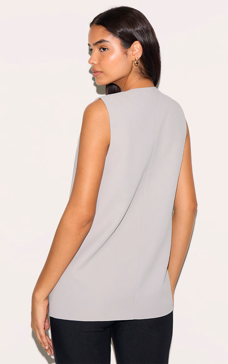 Tall Ash Grey Boxy Oversized Vest