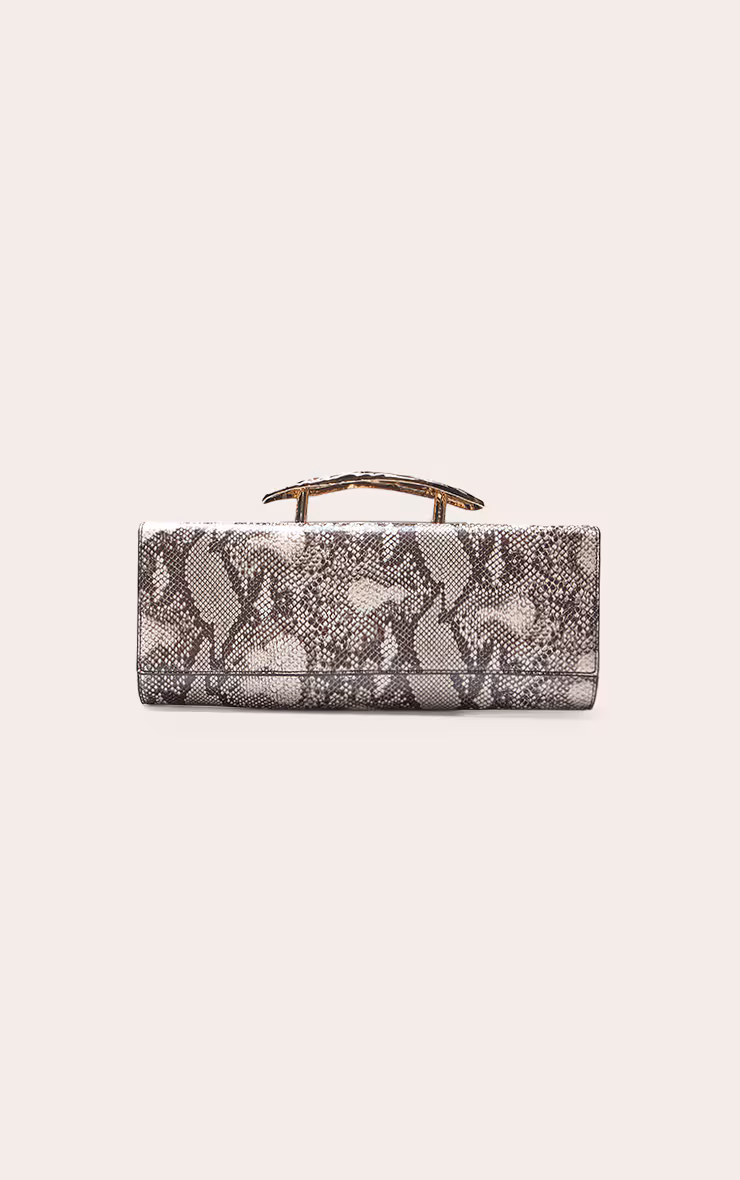 Natural Snake Gold Hardware Clutch Bag