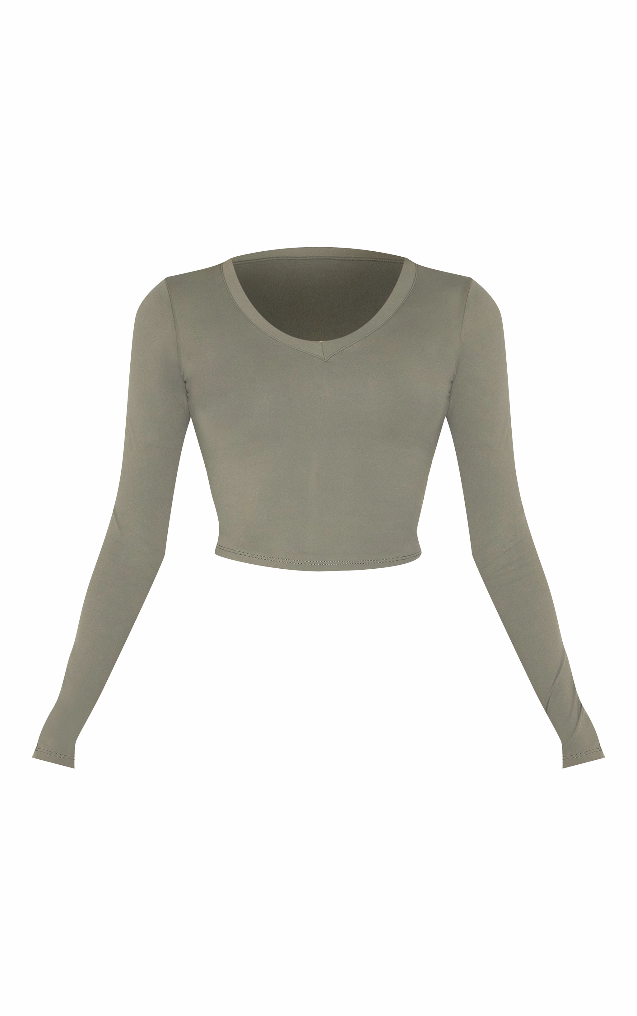 Olive Sculpt V Neck Long Sleeve Top