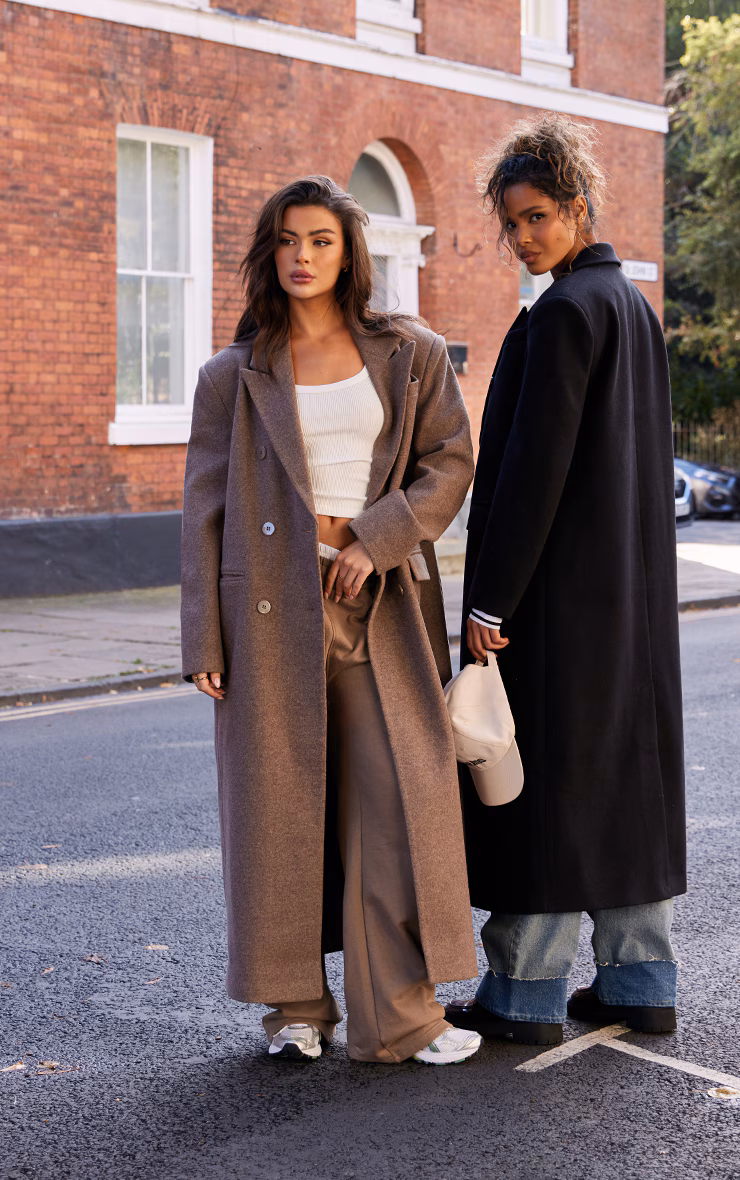 Mushroom Double Breasted Oversized Structured Coat