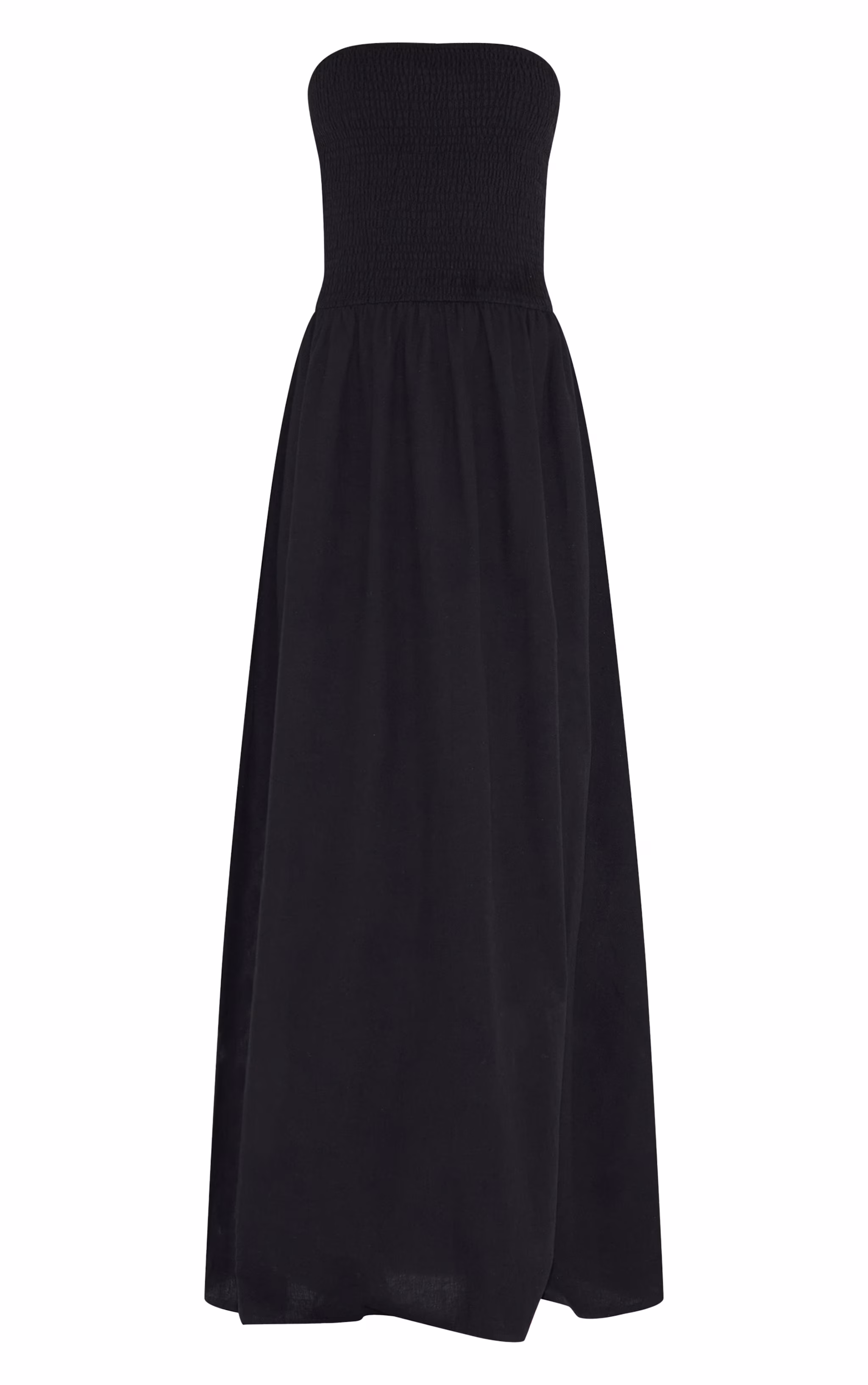 Tall Black Bandeau Shirred Detail Maxi Dress
